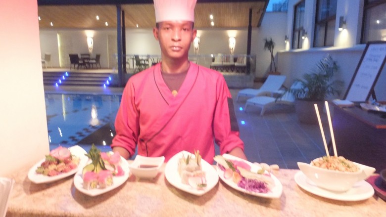 Chef Jackson with his favourite Japanese Dishes.