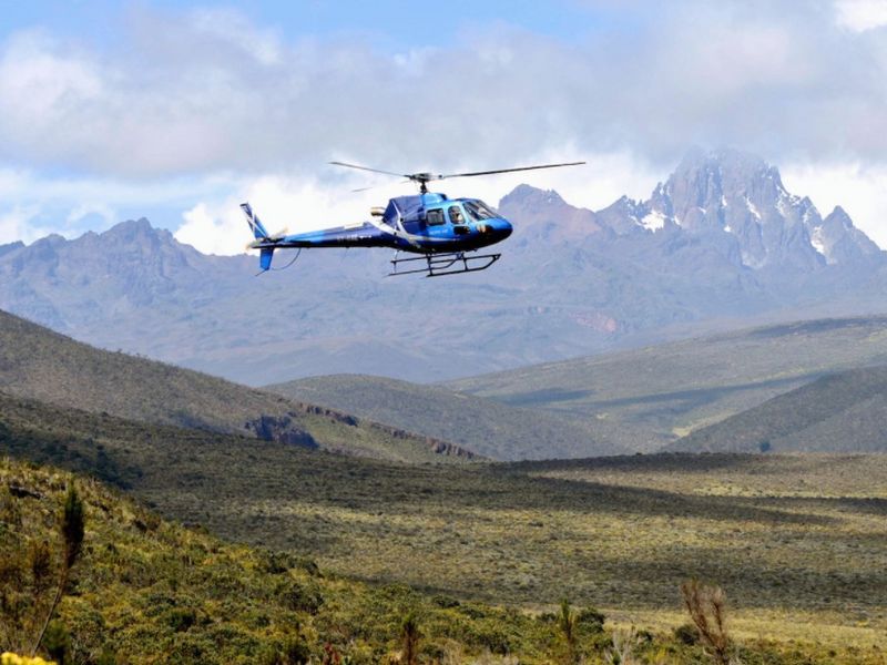 scenic helicopter ride around Mt. Kenya