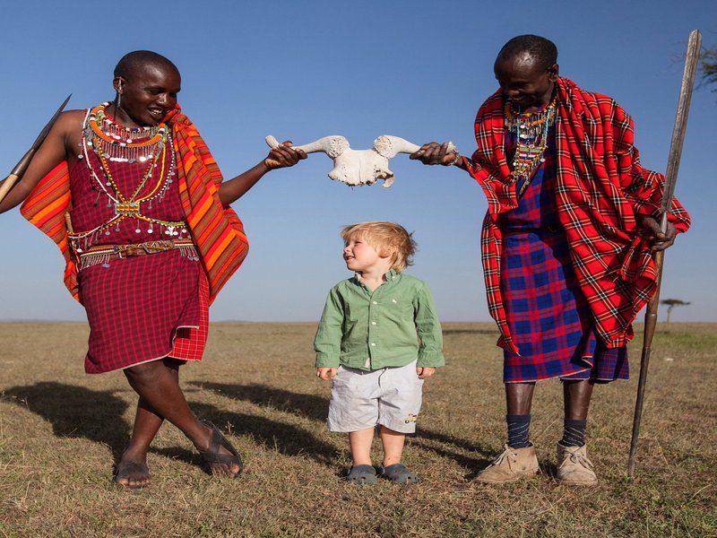Maasai men and child