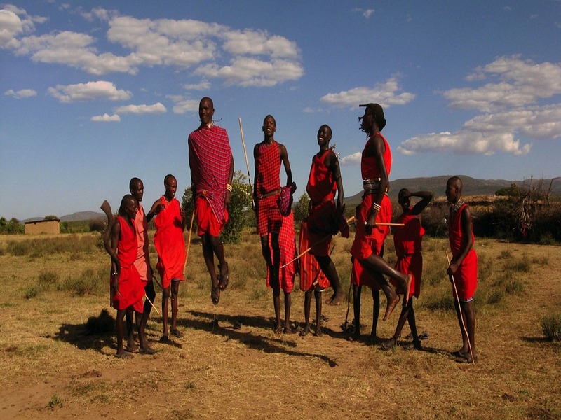 Maasai warriors dancing