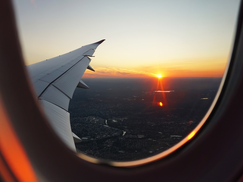 Looking out the window of a plane