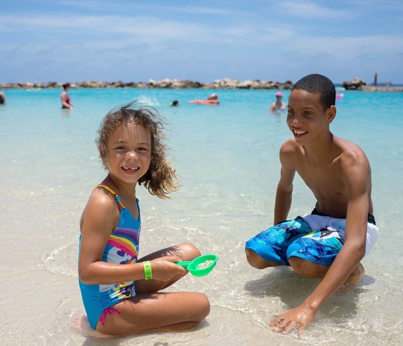 Children playing at the beach