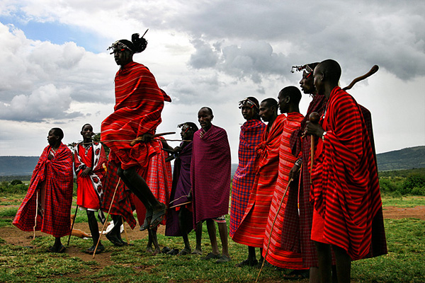 The Masai People of Kenya, dancing.