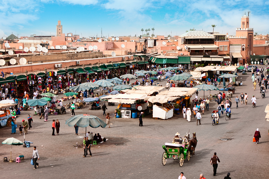 Djemaa el Fna - square and market place in Marrakesh's medina qu
