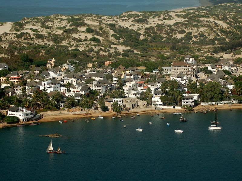 aerial view of Shela Village, Lamu Island