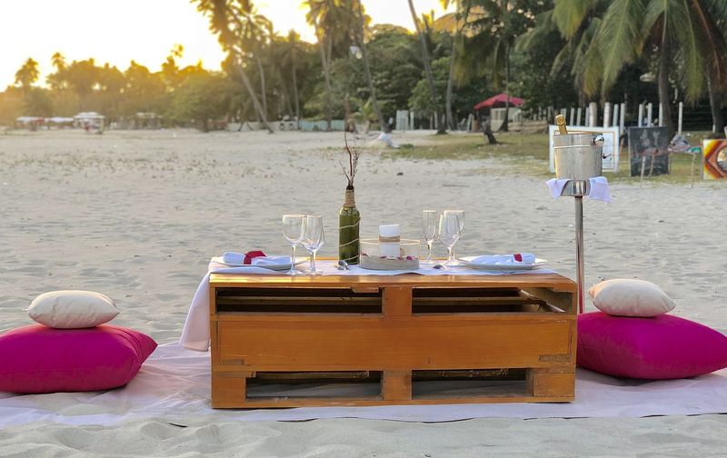 Dinner setting at the beach